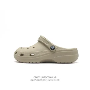 Crocs Unisex Chunky Heel Sandals with Holes for Beach and Casual Wear