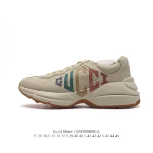 Gucci Rhyton Leather Platform Sneakers White Vintage Men Women