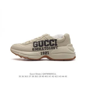 Gucci Rhyton Leather White Platform Dad Shoe for Men and Women