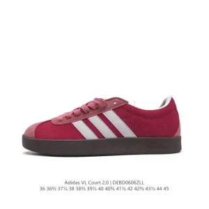 Adidas Vl Court 2.0 Shoes White T-Shape Toe Sneakers