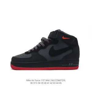 Nike Air Force 1 07 Mid White Leather Sneakers with Strap