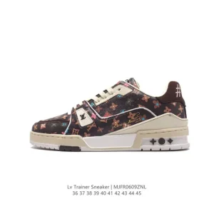 Louis Vuitton Trainer Sneaker Low Top Leather Shoes with Thick Sole