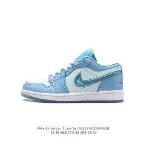 Jordan AJ1 Low Retro Ice Blue Toe Leather Basketball Shoes