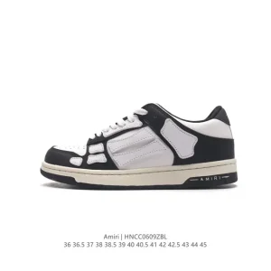 Amiri Skel Low Top Bone Sneakers - Black & White Leather