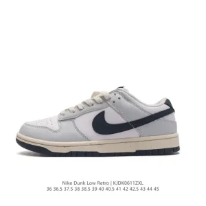 Nike Dunk Low Retro Vintage Basketball Sneakers with Leather Upper