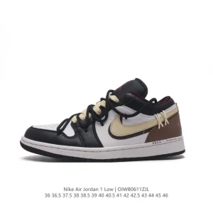 Nike Air Jordan 1 Low GS White Black Phosphor Basketball Shoes