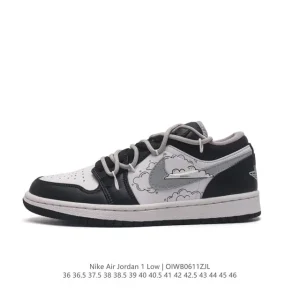 Jordan AJ1 Low Gs White Black Phosphor Basketball Shoes for Kids