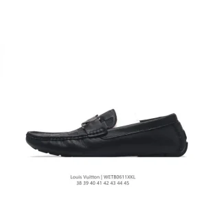 Louis Vuitton Men's Summer Leather Loafers with Monogram Print