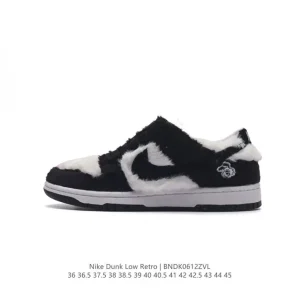 Nike SB Dunk Low Fleece White Black Wool Skate Shoes