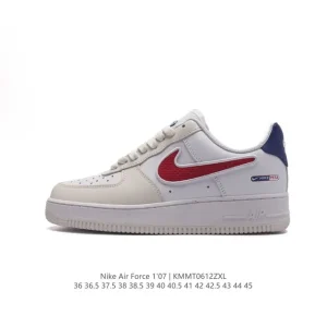 Nike Air Force 1 '07 Low White Leather Sneakers with Air Cushioning