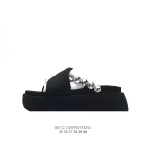 Luxury Diamond Princess Platform Slippers for Women