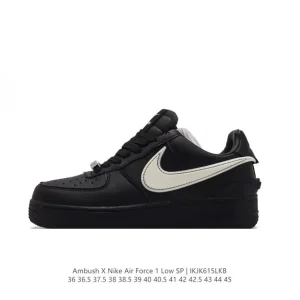 Nike Air Force 1 Ambush Low Top Leather Sneakers with Extended Swoosh