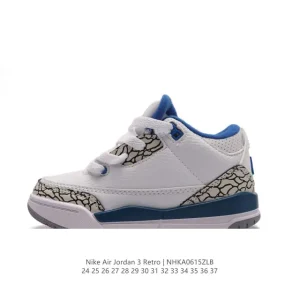 Jordan Air 3 Retro SE Kids Shoes White Black Cement