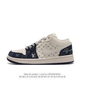Travis Scott Louis Vuitton Nike Air Jordan 1 Low OG SP Damier Azur Brown Monogram