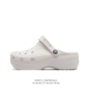 Crocs Women's Thick Sole Platform Sandals - Lightweight Comfort Beach Shoes
