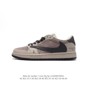 Travis Scott x Louis Vuitton x Nike Air Jordan 1 Low OG SP Damier Azur Brown LV Monogram