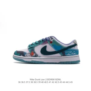 Futura Laboratories x Nike SB Dunk Low HF6061-400 Graffiti Canvas Sneakers