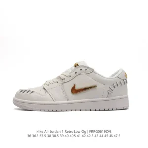 Jordan Air Jordan 1 Low Retro Basketball Shoes with Gold Logo