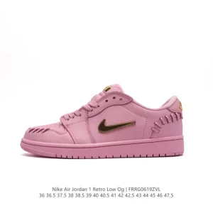 Jordan Air AJ1 Low Retro Basketball Shoes with Gold Logo
