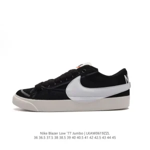 Nike Blazer Low '77 Jumbo Classic Street Sneakers with Oversized Swoosh and Wide Laces