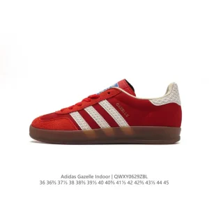 Adidas Originals Gazelle Indoor Retro Sneakers with Gum Sole and Leather Upper