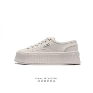Chanel Women's Classic White Chunky Sole Fashion Sneakers 2023