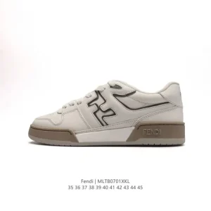 Fendi Men's and Women's Retro Leather Platform Sneakers 2024 New Year Collection