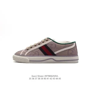 Gucci Rhyton Vintage Leather White Unisex Sneakers with Gum Sole
