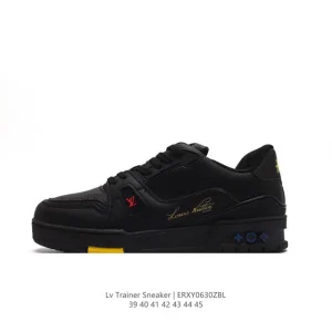 Louis Vuitton Trainer Sneaker Low Embossed Leather Thick Sole Shoes