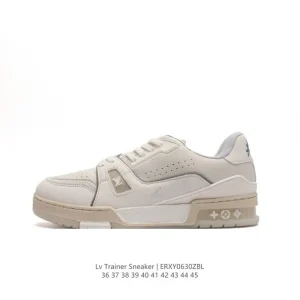 Louis Vuitton Trainer Low Embossed Leather Sneaker with Thick Sole