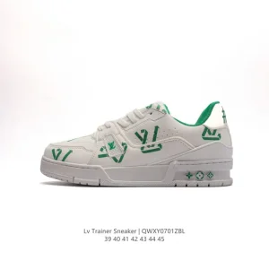 Louis Vuitton Trainer Sneaker Low Embossed Leather Shoes