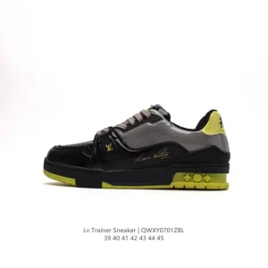 Louis Vuitton Trainer Sneaker Low Embossed Leather Thick Sole Shoes