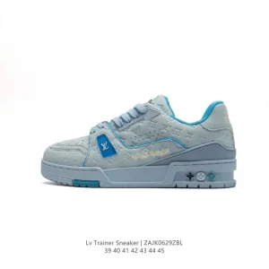 Louis Vuitton Trainer Low Embossed Leather Sneaker with Thick Sole