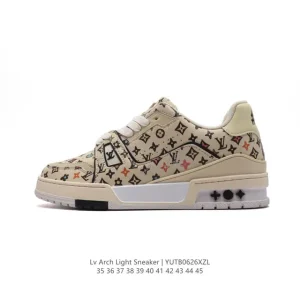 Louis Vuitton Trainer Low Leather Sneaker with Thick Sole and 3D Logo