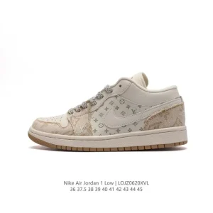 Travis Scott x Louis Vuitton x Nike Air Jordan 1 Low OG SP Damier Azur Brown