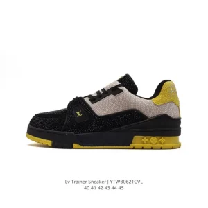 Louis Vuitton Trainer Low Full Diamond Thick Sole Sneaker for Men and Women