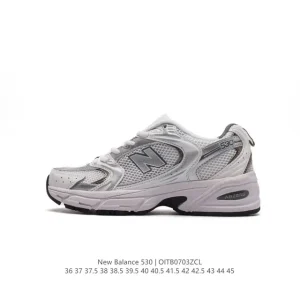 New Balance 530 Vintage Running Shoes in Silver and White Mesh