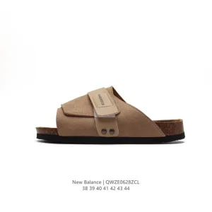 New Balance Leather Slippers with Cork Cushioning for Men