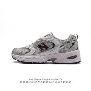 New Balance 530 Retro Running Shoe in Silver and Grey Mesh
