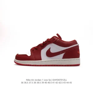 Jordan AJ1 Low Retro Classic Leather Sneakers with Air Cushioning