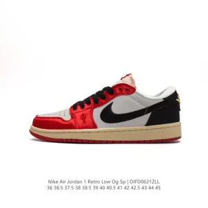Jordan Air AJ1 Low Retro Leather Basketball Shoes with Air Cushion
