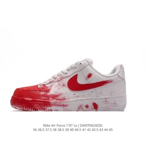 Nike Air Force 1 '07 Low White Red Painted Toe Sneakers