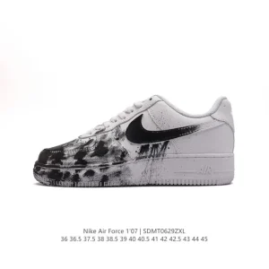 Nike Air Force 1 '07 Low Black Painted Toe Low Top Casual Sneakers