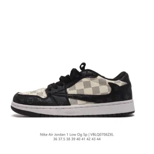 Jordan Military Blue Low OG SP Reverse Swoosh LV Collab Retro Basketball Shoe