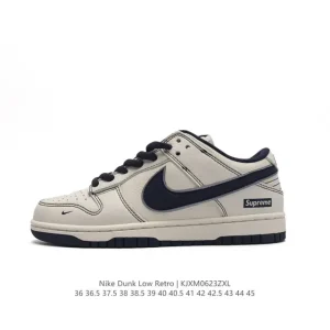 Nike Dunk Low Retro Vintage Basketball Sneakers White Leather Shoes