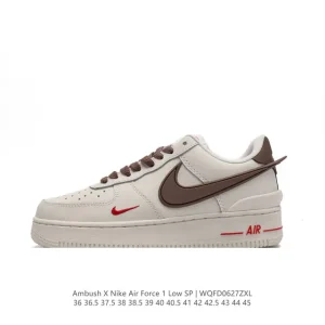 Off-White x Nike Air Force 1 '07 Low SP Ambush Collaboration Leather Sneakers