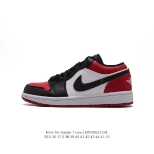 Air Jordan 1 Low Retro Classic Leather Sneakers with Air Cushioning