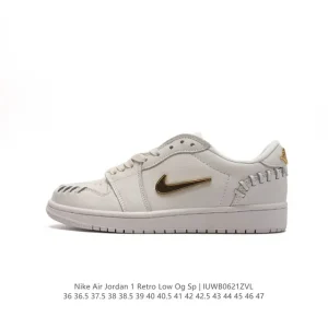 Jordan Air AJ1 Low Gold Swoosh Retro Basketball Shoes
