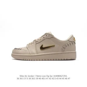 Jordan AJ1 Low Gold Swoosh Retro Low Basketball Shoes