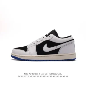 Jordan Air 1 Low Retro Leather Sneakers with Air Cushion